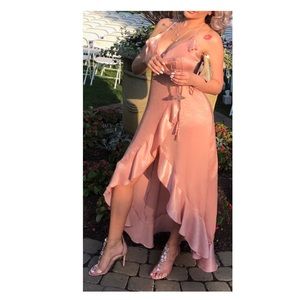 Blush wrap around gown (small)